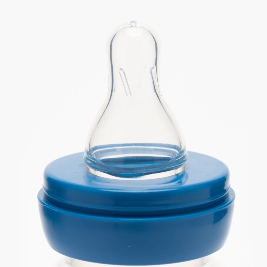 Biberon decorat albastru, 0-3 luni, 250ml