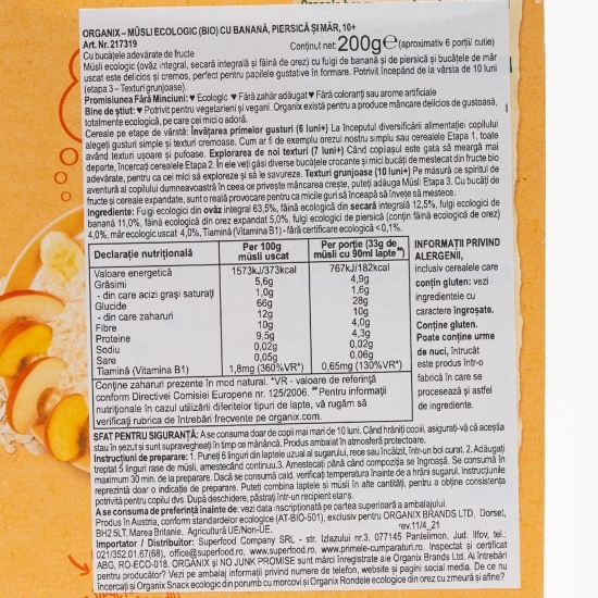 Musli eco cu banană, piersică și măr 200g