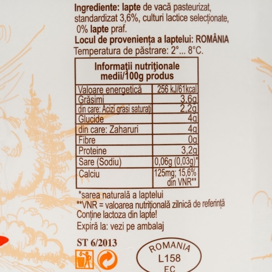 Sana 3.6% grăsime, 900g