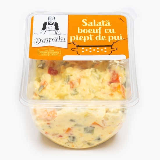 Salată boeuf cu legume, sos maioneză și piept pui 500g