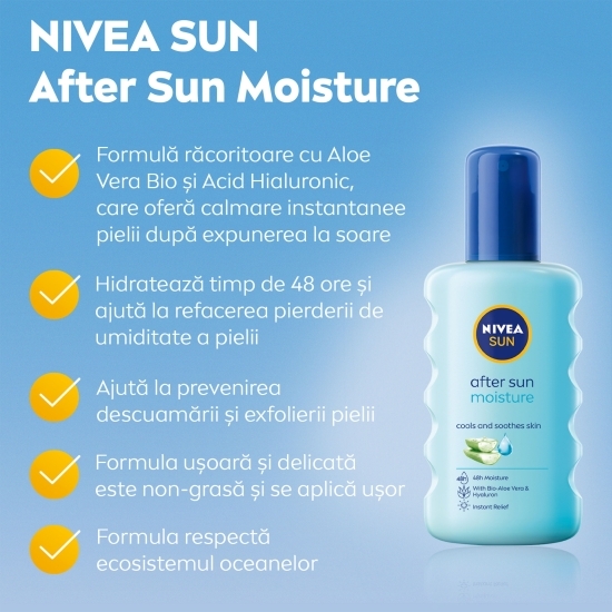 Spray hidratant răcoritor după plajă cu aloe vera 200ml