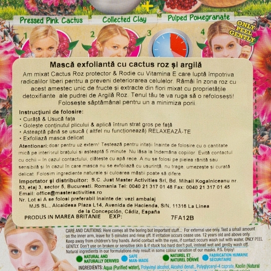 Mască exfoliantă cactus roz și argilă 10ml
