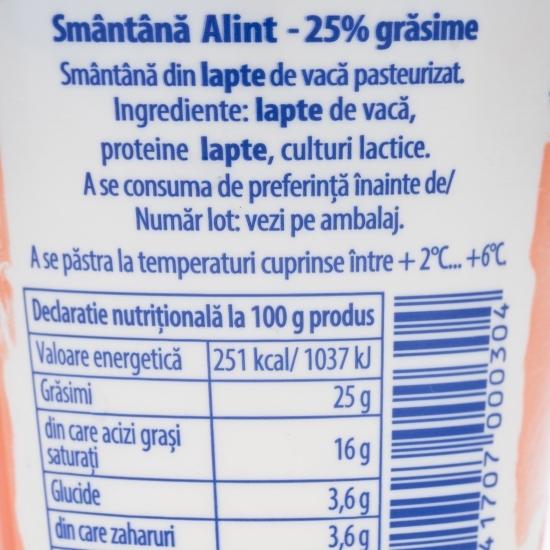 Smântână 25% grăsime, 140g
