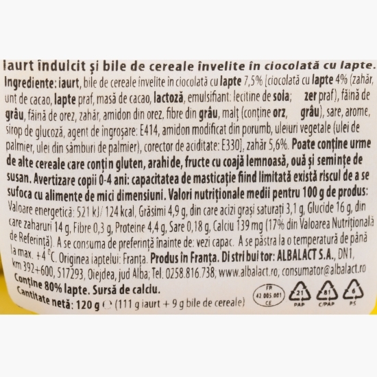 Iaurt cu bile de cereale 120g 