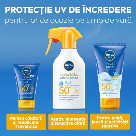 Spray de protecție solară pentru copii 5în1 Sensitive Protect, SPF 50+, 270ml