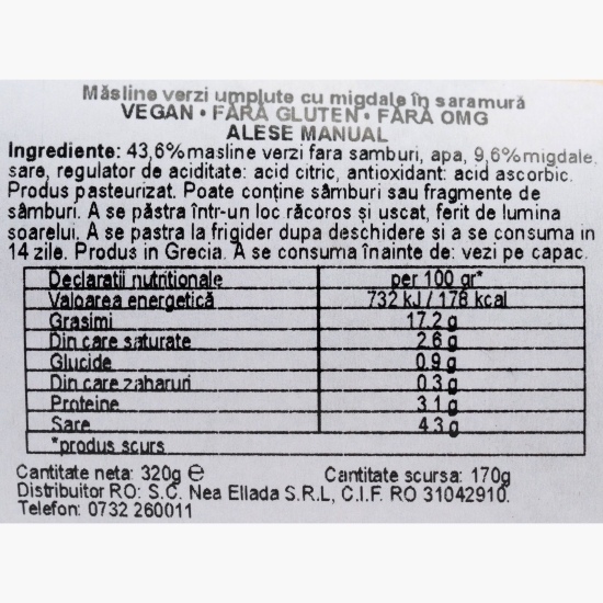 Măsline verzi cu migdale 320g