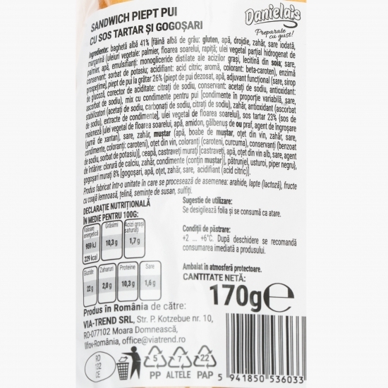 Sandwich cu piept de pui 170g