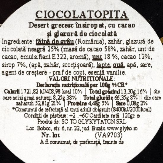 Ciocolatopita monoporție 120g