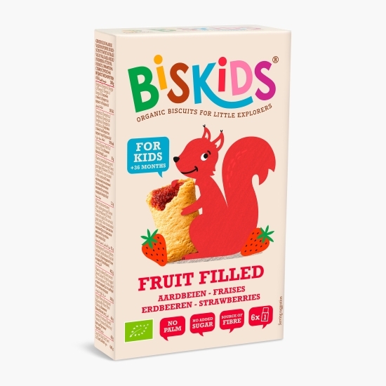 Biscuiți ecologici pentru copii, cu umplutură de căpșuni, fără zahăr, +36 luni 120g