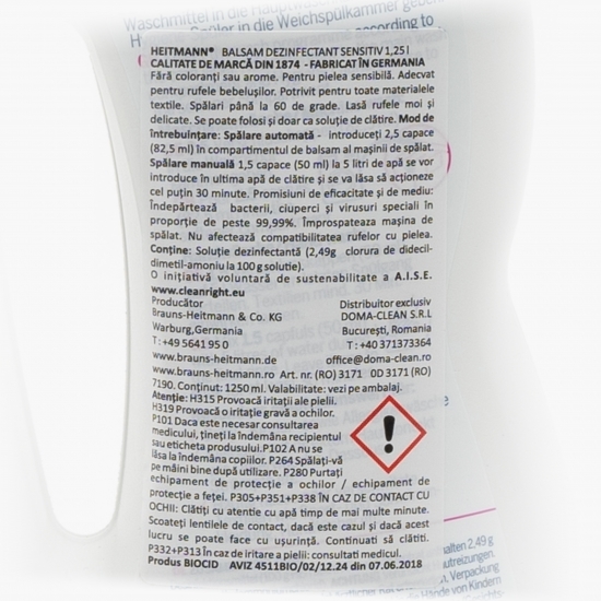 Balsam dezinfectant rufe Sensitive 15 spălări 1.25l