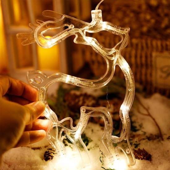 Decorațiune luminoasă de Crăciun în formă de ren, 18x13 cm