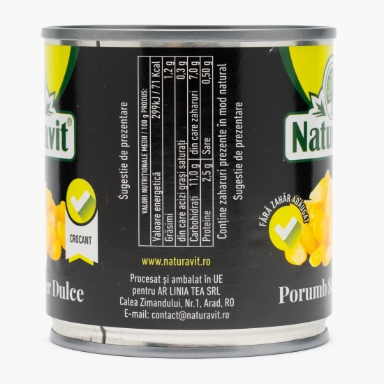 Porumb dulce și crocant, fără zahăr, 212ml