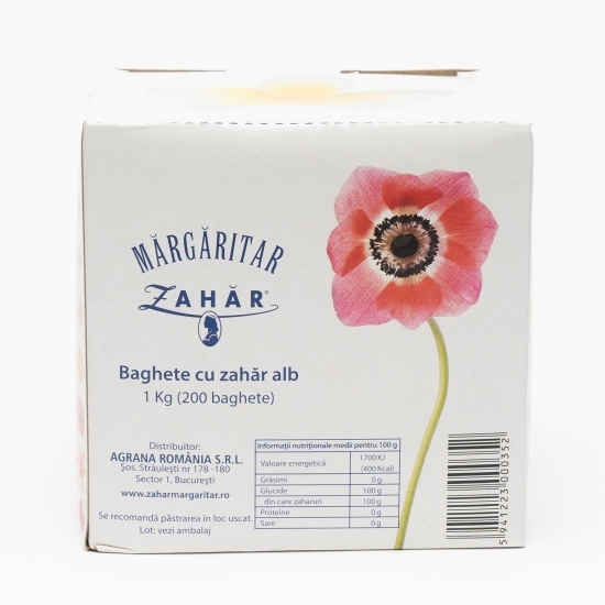 Zahăr alb la plic, 1kg (200 baghete)