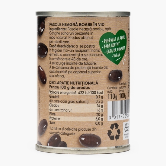 Fasole neagră, fără zahăr, sare adăugat 110g