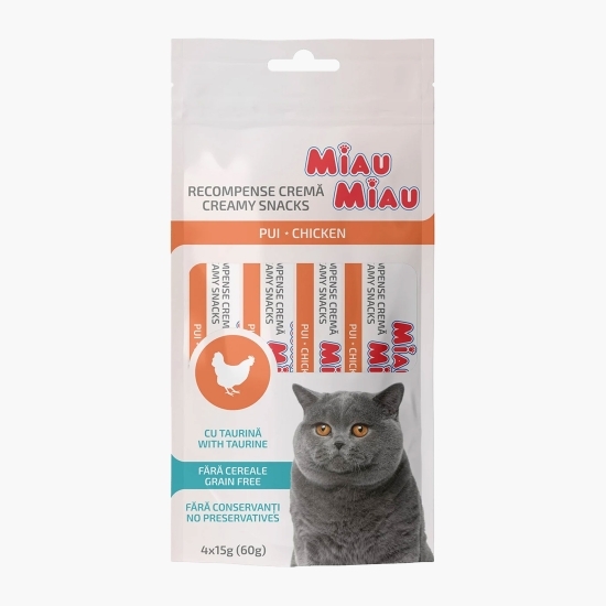 Recompense cremoase pentru pisici, cu pui, 4x15g (60g)