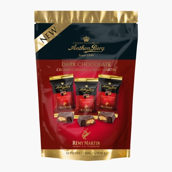 Mini tablete de ciocolată amăruie cu cremă de caramel și coniac 100g