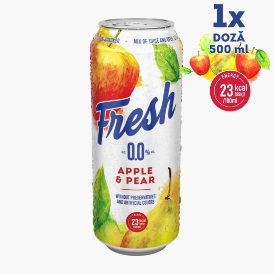 Bere blondă fără alcool mix cu suc de mere și pere doză 0.5l