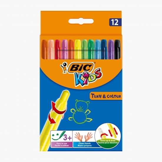 Set 12 creioane cerate Kids Turn&Colour 
