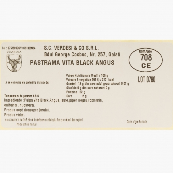 Pastramă de vită Black Angus 300g