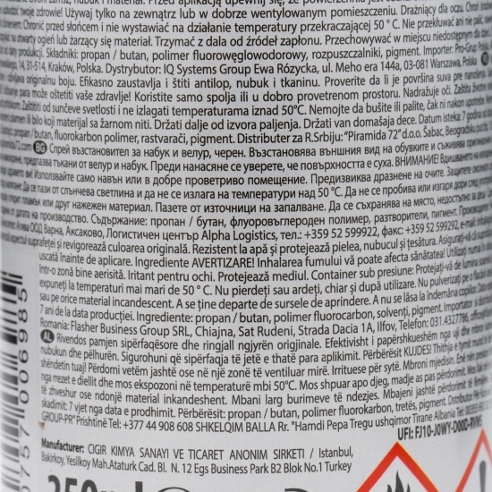 Spray recondiționare piele întoarsă/nubuck, negru, 250ml