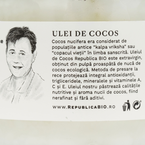 Ulei de cocos ecologic extravirgin, presat la rece 280ml