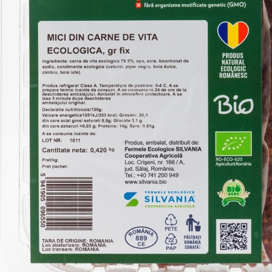 Mici din carne de vită eco 420g
