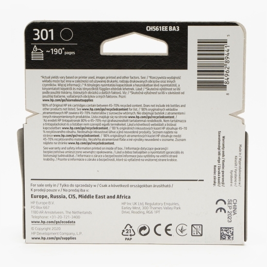 Cartuș cerneală OEM HP 301, cod CH561EE, negru