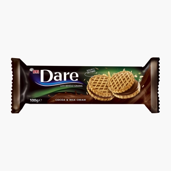Biscuiți cu cereale integrale și cremă de lapte și cacao 100g