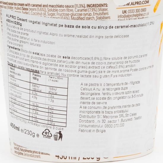 Înghețată pe bază de soia cu sirop de caramel-macchiato 230g