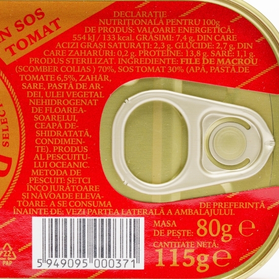 File de macrou în sos tomat 115g
