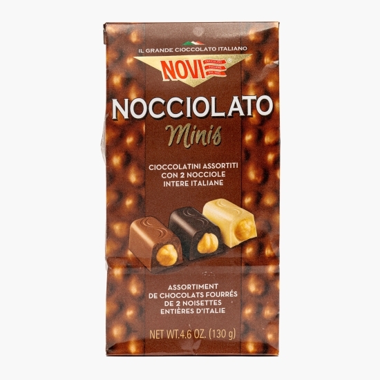 Praline asortate de ciocolată cu alune, ciocolată neagră și ciocolată albă 130g