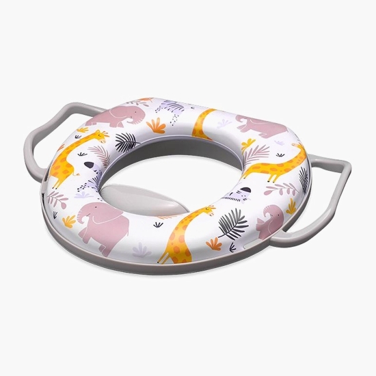 Reductor moale pentru toaletă, cu mânere, Grey Animals,