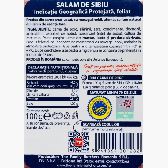 Salam de Sibiu IGP feliat 100g