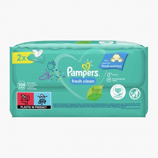 Șervețele umede pentru bebeluși, Fresh Clean 2x52 buc