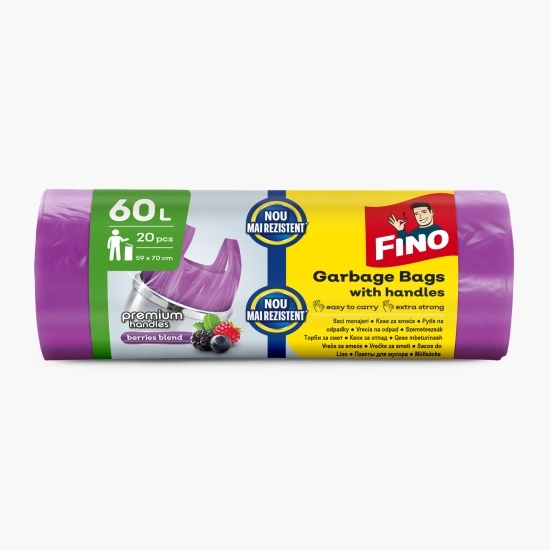 Saci menajeri cu mânere Berries Blend 60l 20 buc