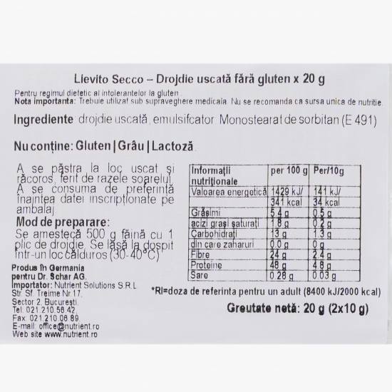 Drojdie uscată fără gluten 20g