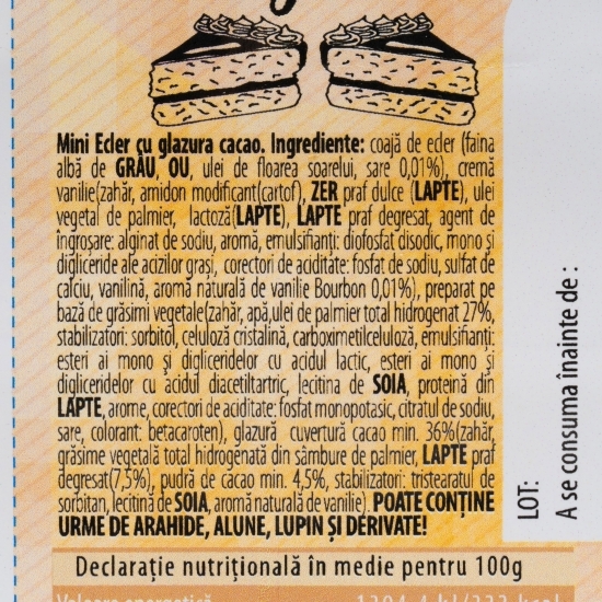 Mini eclere cu glazură de cacao 6 buc. 150g