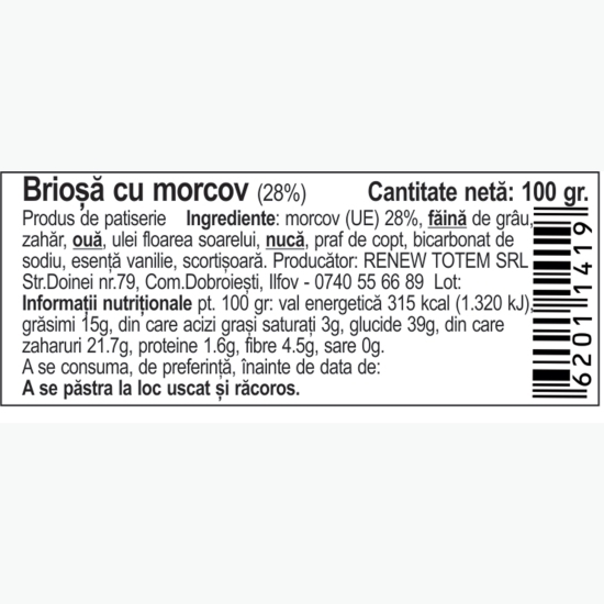 Brioșă cu morcov 100g