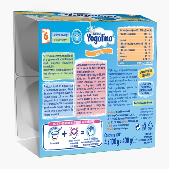 Gustare cu lapte și biscuiți, +6 luni, 4x100g