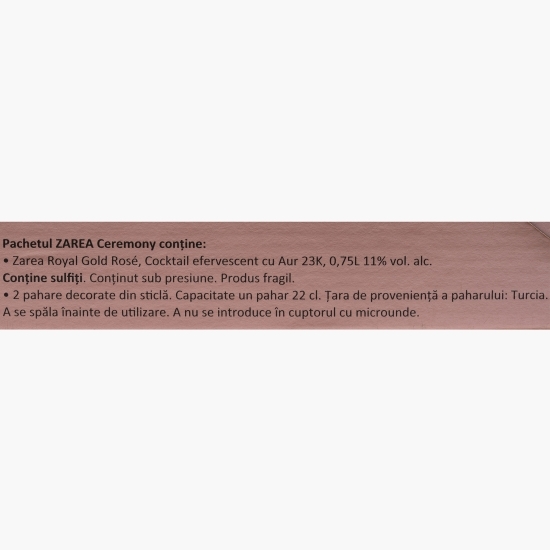 Spumant Royal Gold Rose, cu aur 23K, 0.75l + 2 Pahare
