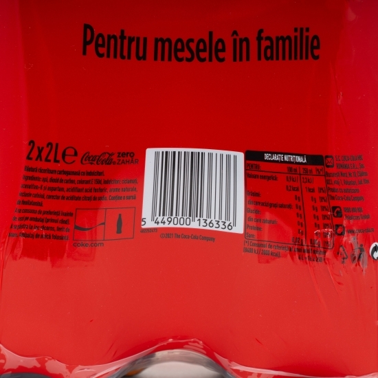 Băutură carbogazoasă cola zero zahăr 2x2l
