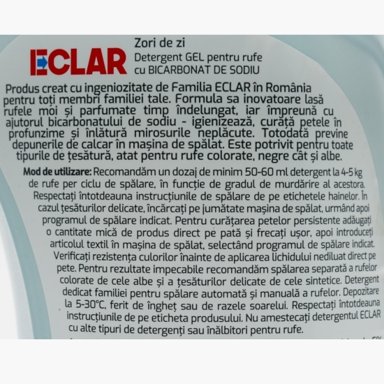 Detergent lichid pentru rufe, cu bicarbonat de sodiu, Zori de zi, 1.5l