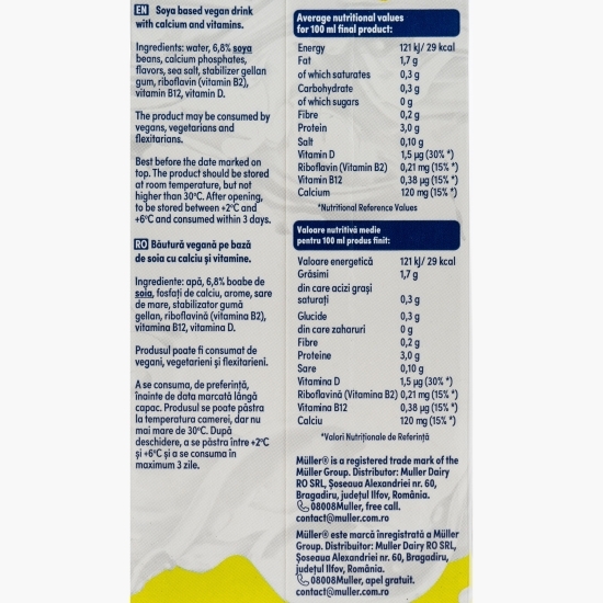 Băutură vegetală pe bază de soia, fără zaharuri 1l