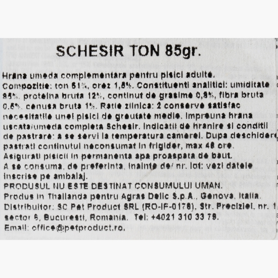 Hrană umedă pentru pisici, cu ton, 85g