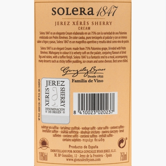 Vin roșu dulce fortificat Solera 1847 Jerez (Sherry), 18%, 750ml