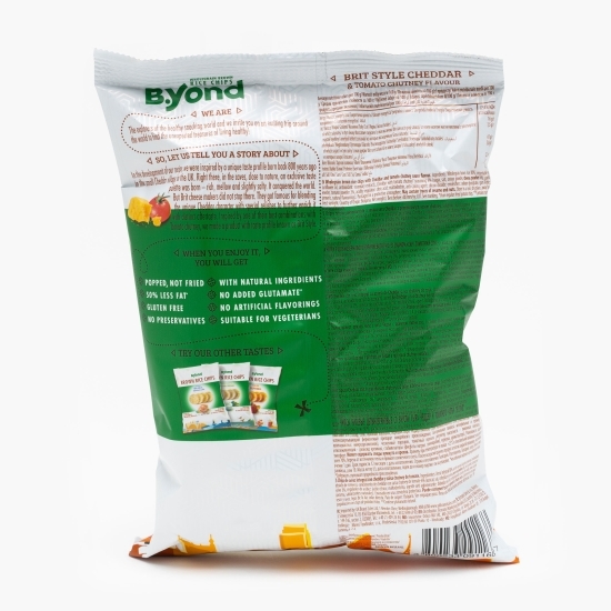 Chipsuri din orez integral cu aromă de cheddar și sos chutnery de roșii 60g