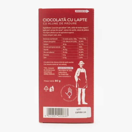 Ciocolată cu lapte cu alune de pădure 80g