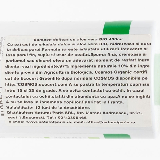 Șampon de păr bio aloe vera 400ml 