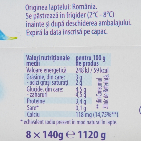 Iaurt natural 3% grăsime, 6+2 gratuite, 8x140g