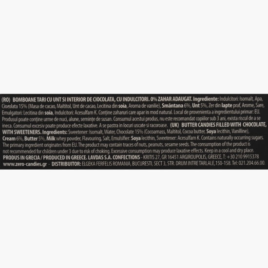 Bomboane fără zahăr cu unt și umplutură de ciocolată, 36g